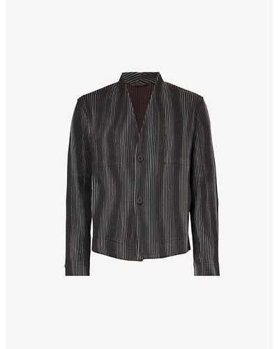 Homme Plissé Issey Miyake Tweed Pleats Single-breasted Regular-fit Woven Jacket X - Black