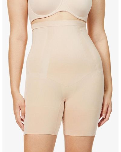 Spanx Ladies Beige Oncore High-waisted Mid-thigh Shorts, Size: - Natural