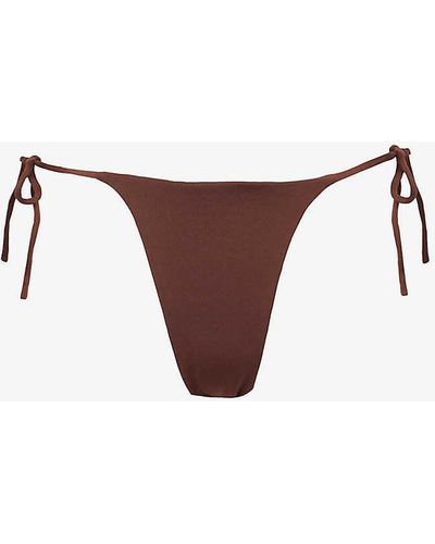 AEXAE Tyra High-rise Stretch-recycled Polyester Bikini Bottom - Brown