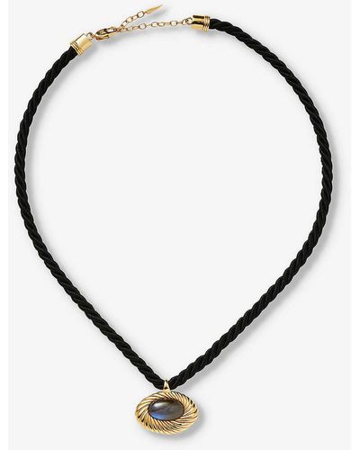 Missoma Caspia 18ct Recycled -plated Brass, Cord, And Labradorite Necklace - Black