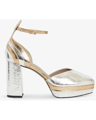 AllSaints Tiffany Platform-sole Metallic Heeled Leather Sandals