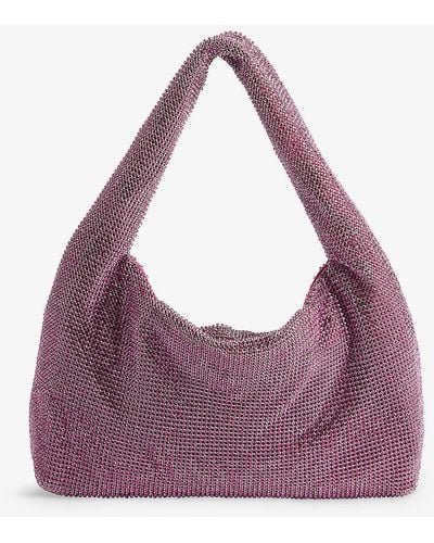 Kara Crystal-embellished Metallic Shoulder Bag - Purple