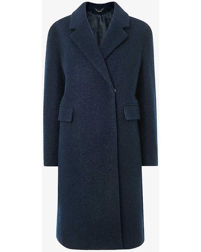 Whistles Fran Relaxed-fit Boucle-wool Coat - Blue
