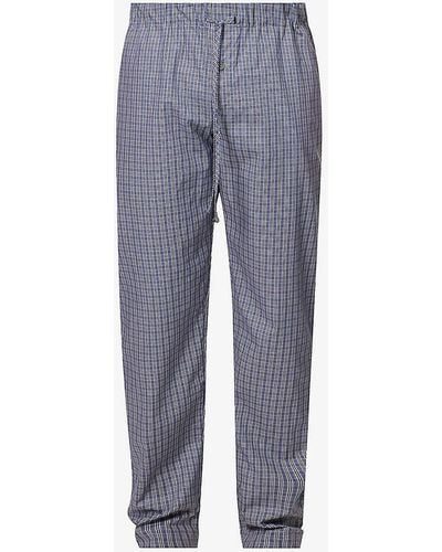 Hanro Plaid-print Elasticated-waist Pyjama Botto - Blue