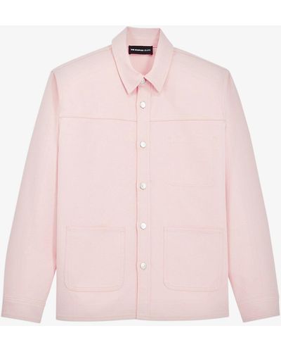 The Kooples Front-pocketed Denim Duster Jacket - Pink