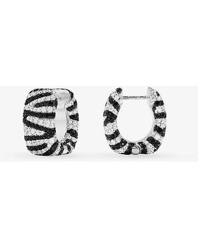 Apm Monaco Zebra Sterling- And Zirconia Hoop Earrings - White