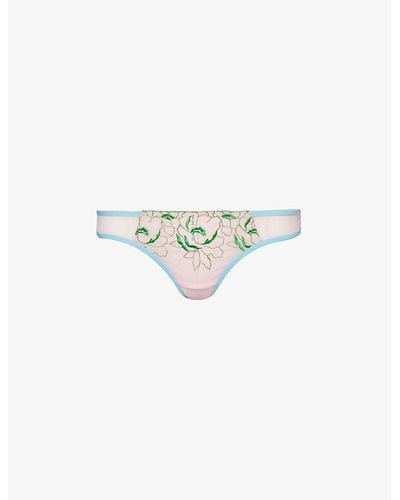 Dora Larsen Rae Floral-lace Stretch Recycled-nylon Briefs - White
