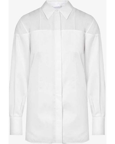 Helmut Lang Sheer-panel Relaxed-fit Cotton-poplin Shirt - White