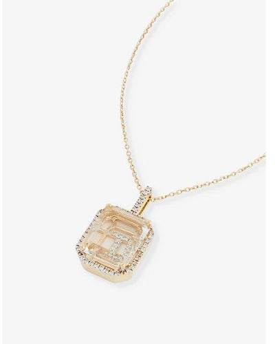 Mateo Secret T 14ct Yellow-gold, 0.60ct Diamond And Quartz Pendant Necklace - White