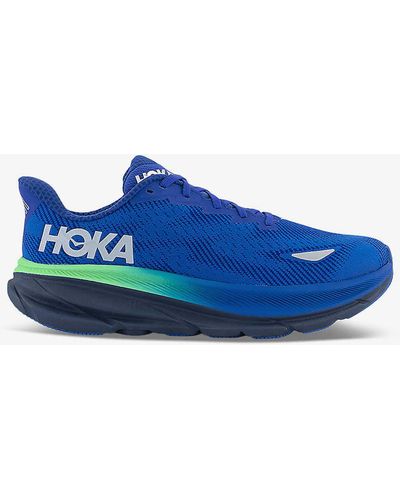 Hoka One One Clifton 9 Breathable Polyester-blend Low-top Trainers - Blue