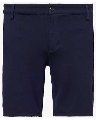 7 For All Mankind Travel Double-knit Mid-rise Stretch-woven Shorts - Blue