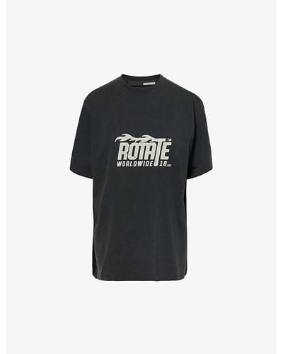 ROTATE SUNDAY Enzyme Graphic-print Organic Cotton-jersey T-shirt X - Black