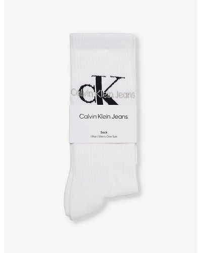 Calvin Klein Classic Ribbed Cotton-blend Knitted Socks - White