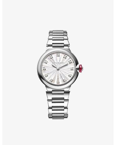 BVLGARI Re00006 Lvcea Stainless-steel And 0.22ct Diamond Automatic Watch - Metallic