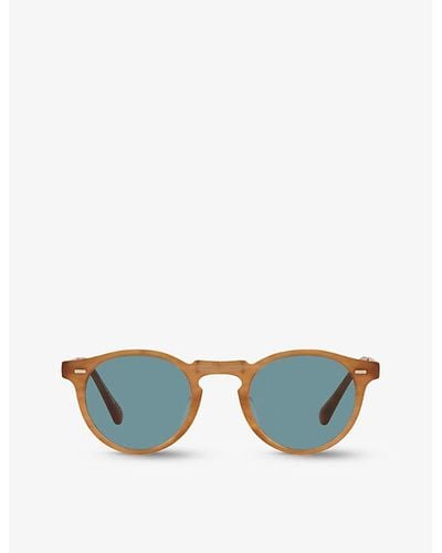 Oliver Peoples Ov5456su Gregory Peck Round-frame Acetate Sunglasses - Blue