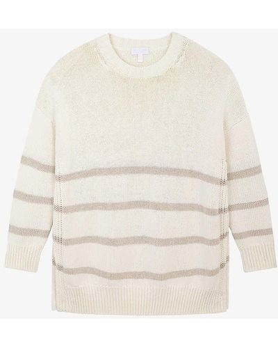The White Company Longline Striped Organic-cotton And Wool Jumper - White