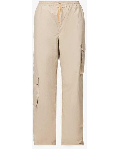 ADANOLA Wide-leg Mid-rise Shell Trousers X - Natural