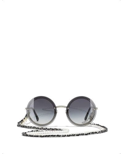 Chanel Unisex Round Sunglasses - Grey