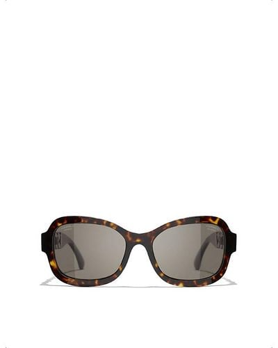 Chanel Rectangle Sunglasses - Brown
