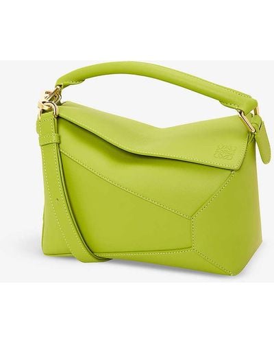 Loewe Puzzle Edge Small Leather Cross-body Bag - Green