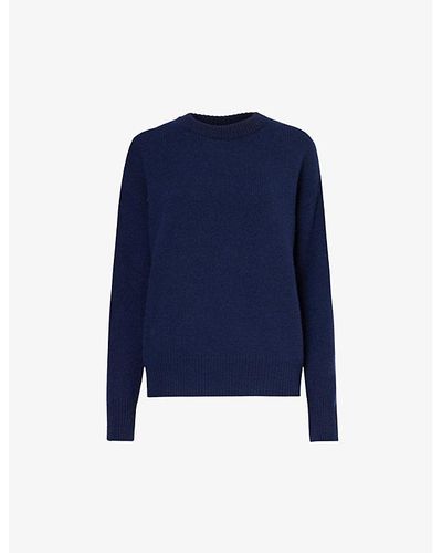 Samsøe & Samsøe Round-neck Relaxed-fit Wool-blend Sweater - Blue