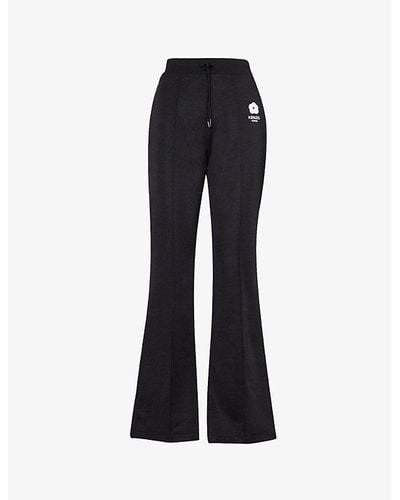 KENZO Flare-leg Mid-rise Stretch-woven Trousers - Blue