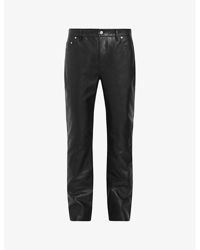 AllSaints Lynch Mid-rise Straight-leg Leather Trousers - Black