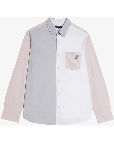 Ted Baker Foster Logo-embroidered Cotton-blend Shirt - Multicolour