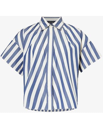 Rag & Bone Martha Striped Boxy-fit Cotton-poplin Shirt - Blue