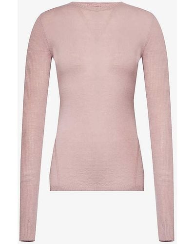 Rick Owens Long-sleeved Slim-fit Wool Knitted Top - Pink
