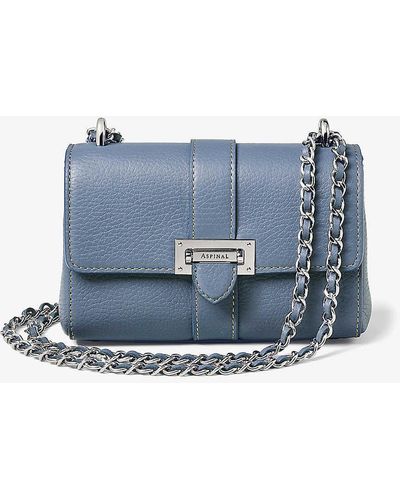Aspinal of London Micro Lottie Pebble-leather Shoulder Bag - Blue
