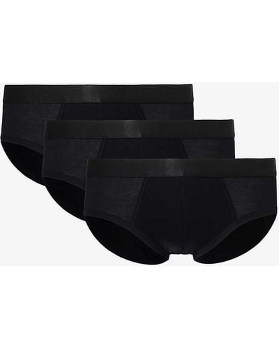 CDLP Pack Of Three Branded-waistband Supportive-panel Stretch-jersey Briefs - Black