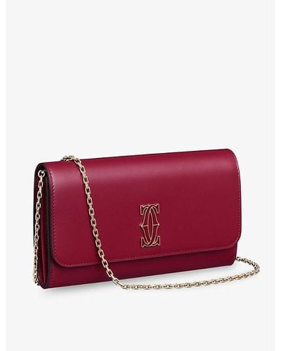 Cartier Brand-foiled Leather Wallet On-a-chain - Red