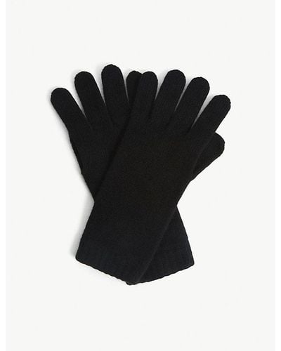 Johnstons of Elgin Joe Ribbed Cashmere Gloves - Black