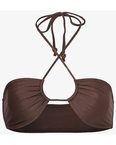 Faithfull The Brand Sierra Bandeau-neck Recycled Polyamide-blend Bikini Top - Brown