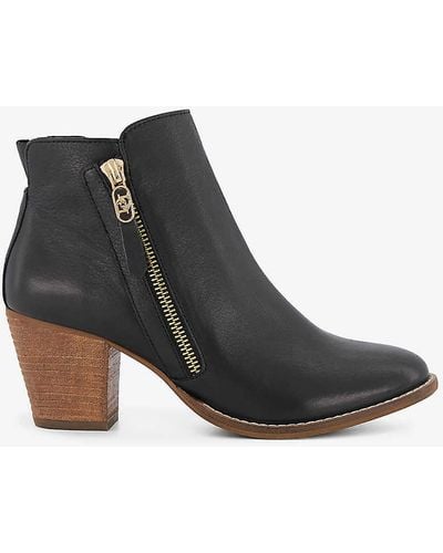 Dune Paicey Zip-up Heeled Leather Ankle Boots - Black