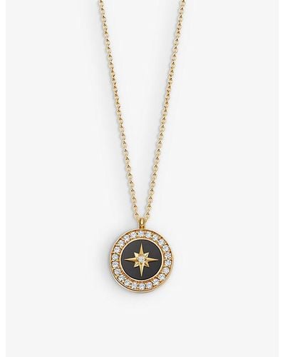 Astley Clarke Polaris 18ct Yellow Gold-plated Vermeil Sterling-silver, Sapphire And Onyx Locket Necklace - White