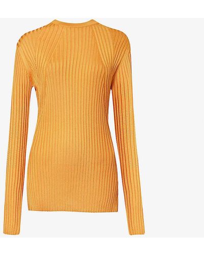 Jil Sander Ribbed Slim-fit Knitted Top - Orange