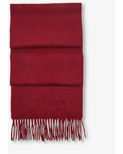 Aspinal of London Tasseled-edge Cashmere Scarf - Red