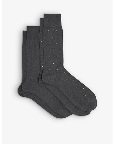 Reiss Graham Cotton-blend Socks Pack Of Two - Grey