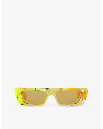 Gucci gg1625s Rectangle-frame Acetate Sunglasses - Yellow