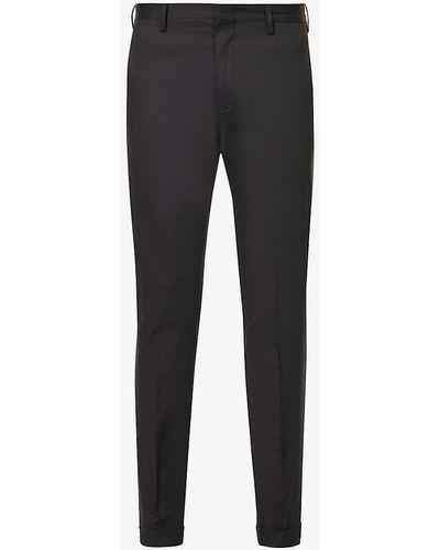 Paul Smith Slim-fit Tapered-leg Cotton-blend Trousers - Black