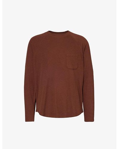 PAIGE Abe Waffle-knit Regular-fit Cotton-blend T-shirt - Brown