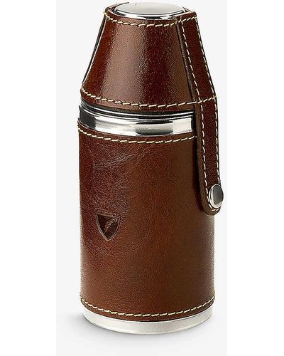Aspinal of London Hunter Stainless-steel And Leather Flask - Brown