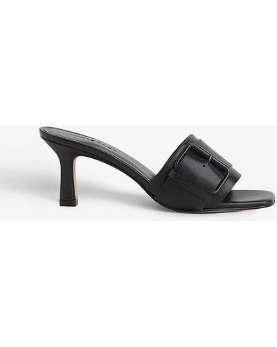 Whistles Adella Buckle-embellished Heeled Leather Mules - Black