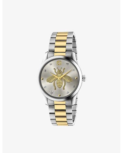 Gucci G-timeless 38mm Stainless Steel And Pvd-plated Watch - Metallic