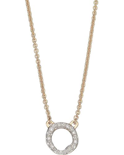 Monica Vinader Riva Mini Circle 18ct Gold-vermeil And Diamond Necklace - Metallic