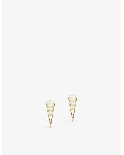 The Alkemistry Ruifier Morning Dew Droplet 18ct Yellow-gold And Freshwater Pearl Earrings - Natural