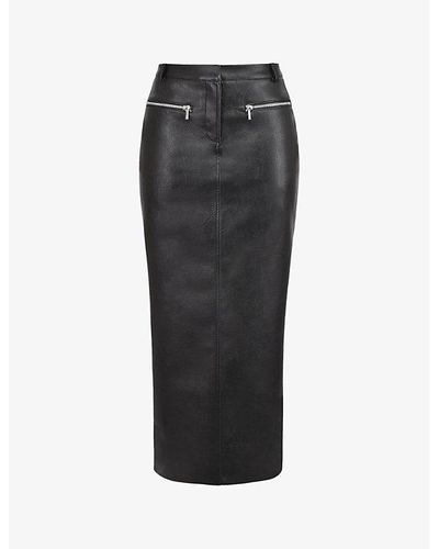 House Of Cb Tana Zip-embellished Faux-leather Maxi Skirt - Black