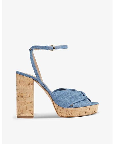 LK Bennett Amanda Denim Cork Platform Sandals - Blue